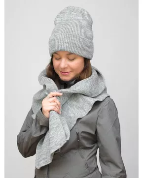 Комплект зимний женский шапка+шарф Людмила (Цвет светло-серый)