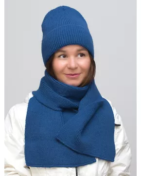 Комплект зимний женский шапка+шарф Людмила (Цвет синий)