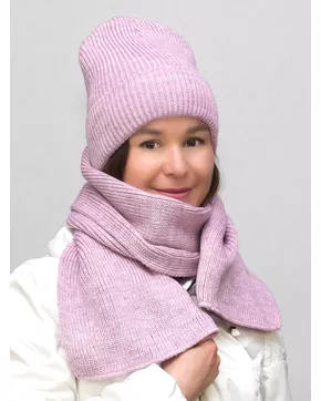 Комплект зимний женский шапка+шарф Людмила (Цвет лавандово-розовый)