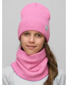 Комплект весна-осень для девочки шапка+снуд Женя (Цвет светло-розовый)