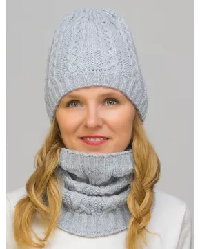Комплект зимний женский шапка+снуд Лиана (Цвет светло-серый)