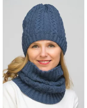 Комплект зимний женский шапка+снуд Лиана (Цвет джинс)