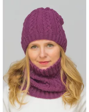 Комплект зимний женский шапка+снуд Лиана (Цвет фуксия)