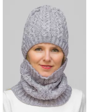 Комплект зимний женский шапка+снуд Лиана (Цвет светло-сиреневый)