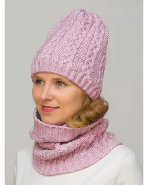 Комплект зимний женский шапка+снуд Лиана (Цвет лавандово-розовый)