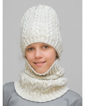 Комплект зимний для девочки шапка+снуд Лиана (Цвет молочный)