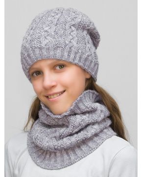 Комплект зимний для девочки шапка+снуд Лиана (Цвет светло-сиреневый)