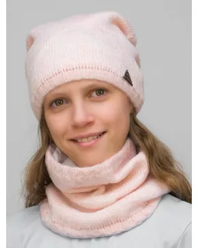 Комплект весна-осень для девочки шапка+снуд Сафина (Цвет светло-розовый)