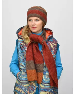 Комплект зимний женский повязка+шарф Аляска (Цвет светло-серый)