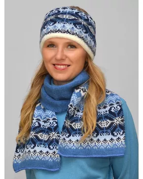 Комплект зимний женский повязка+шарф Солита (Цвет светло-синий)