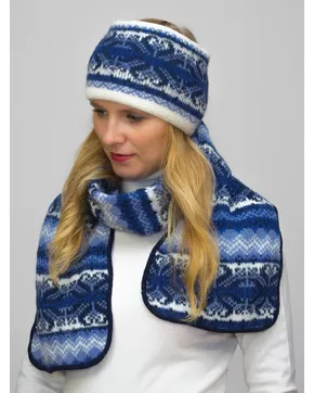 Комплект зимний женский повязка+шарф Солита (Цвет синий)
