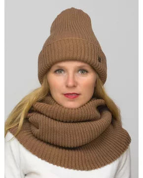 Комплект зимний женский шапка+снуд Аврора (Цвет светло-коричневый)