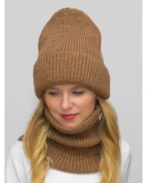 Комплект зимний женский шапка+снуд Monro (Цвет коричневый)
