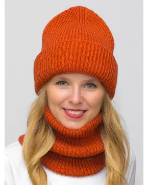 Комплект зимний женский шапка+снуд Monro (Цвет оранжевый)