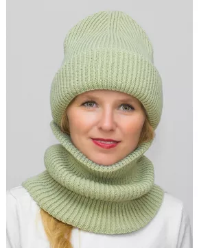 Комплект зимний женский шапка+снуд Monro (Цвет салатовый)