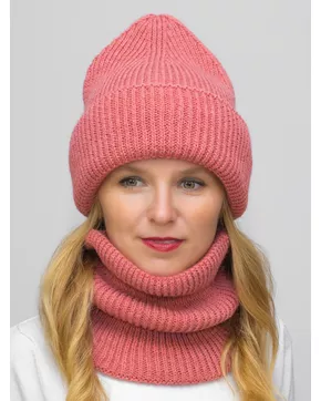 Комплект зимний женский шапка+снуд Monro (Цвет лососевый)