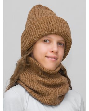 Комплект зимний для девочки шапка+снуд Monro (Цвет коричневый)