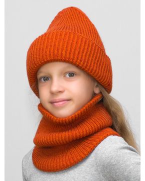 Комплект зимний для девочки шапка+снуд Monro (Цвет оранжевый)