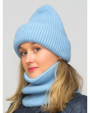 Комплект зимний женский шапка+снуд Monro (Цвет голубой)