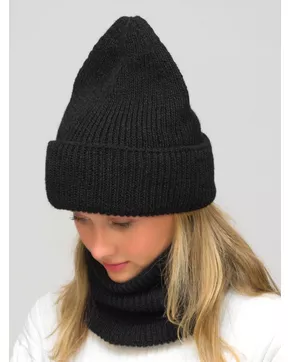 Комплект зимний женский шапка+снуд Monro (Цвет черный)