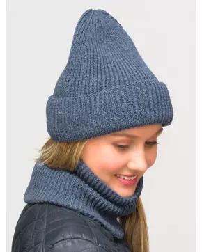 Комплект зимний женский шапка+снуд Monro (Цвет джинс)