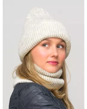 Комплект зимний женский шапка+снуд Monro (Цвет лен)