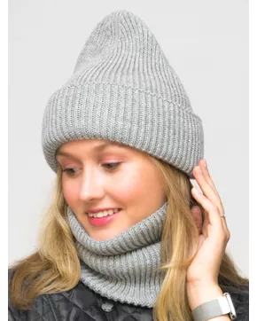 Комплект зимний женский шапка+снуд Monro (Цвет серый)