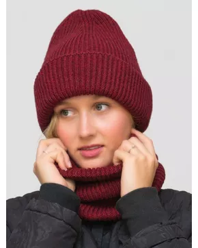 Комплект зимний женский шапка+снуд Monro (Цвет вишневый)