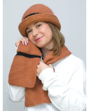 Комплект зимний женский шляпа+шарф Michel (Цвет терракот)