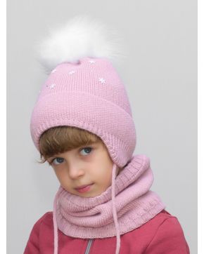 Комплект зимний для девочки шапка+снуд Снежка (Цвет сиреневый)