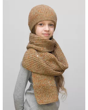 Комплект зимний для девочки шапка+шарф Адела (Цвет оранжевый)