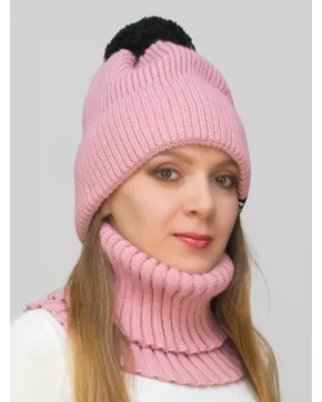 Комплект зимний женский шапка+снуд Айс (Цвет светло-коралловый)