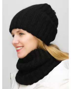 Комплект зимний женский шапка+снуд Жасмин (Цвет черный)
