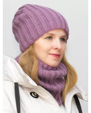 Комплект зимний женский шапка+снуд Жасмин (Цвет светлая фуксия)