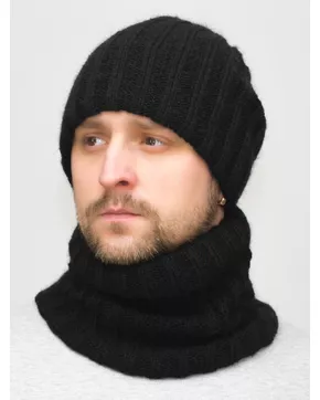 Комплект зимний мужской шапка+снуд Жасмин (Цвет черный)