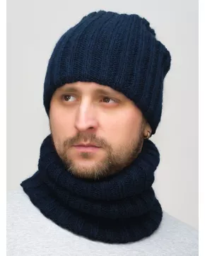 Комплект зимний мужской шапка+снуд Жасмин (Цвет синий)