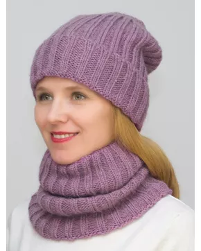 Комплект зимний женский шапка+снуд Жизель (Цвет светлая фуксия)