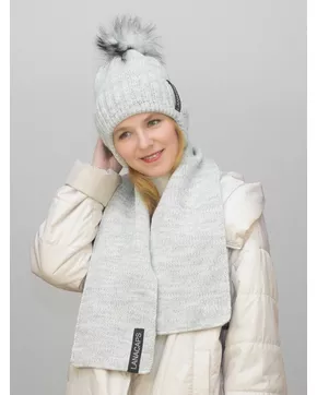 Комплект зимний женский шапка+шарф Альма (Цвет серый пух)