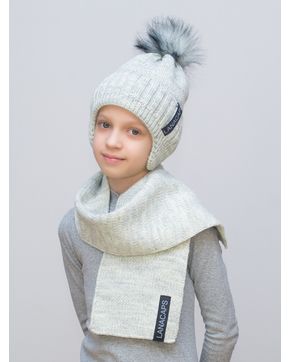 Комплект зимний для девочки шапка+шарф Альма (Цвет серый пух)
