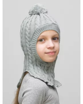 Шапка-шлем для девочки весна-осень Лиза (Цвет светло-серый)