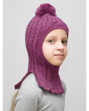 Шапка-шлем для девочки весна-осень Лиза (Цвет фуксия)