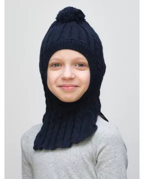 Шапка-шлем для девочки весна-осень Лиза (Цвет темно-синий)