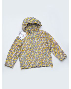 Куртка ветрозащитная утепленная для мальчика серо/желтый принт