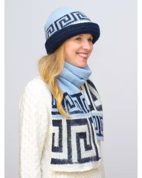 Комплект зимний женский шляпа+шарф Афина (Цвет голубой)
