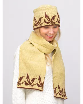 Комплект женский весна-осень шапка+шарф Flover (Цвет песочный)