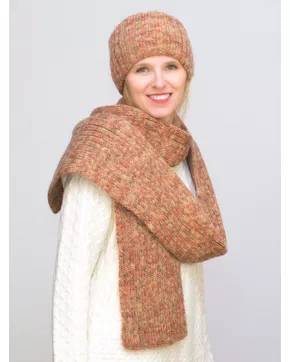 Комплект зимний женский повязка+шарф Узоры (Цвет оранжевый)