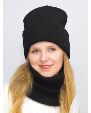 Комплект зимний женский шапка+снуд Татьяна (Цвет черный)