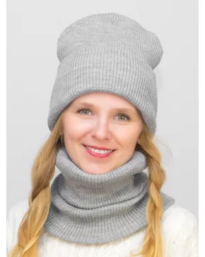 Комплект зимний женский шапка+снуд Татьяна (Цвет светло-серый)