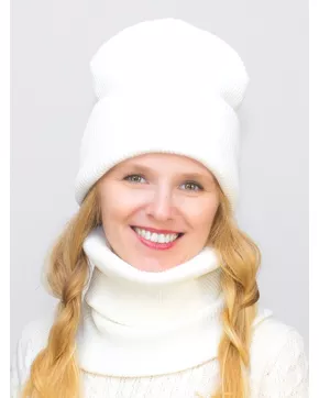 Комплект зимний женский шапка+снуд Татьяна (Цвет молочный)