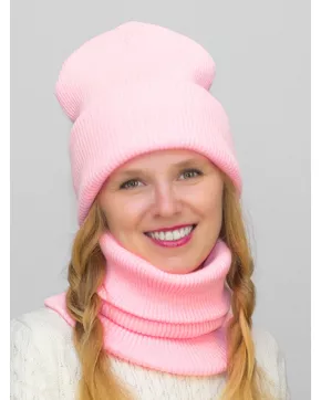 Комплект зимний женский шапка+снуд Татьяна (Цвет светло-розовый)